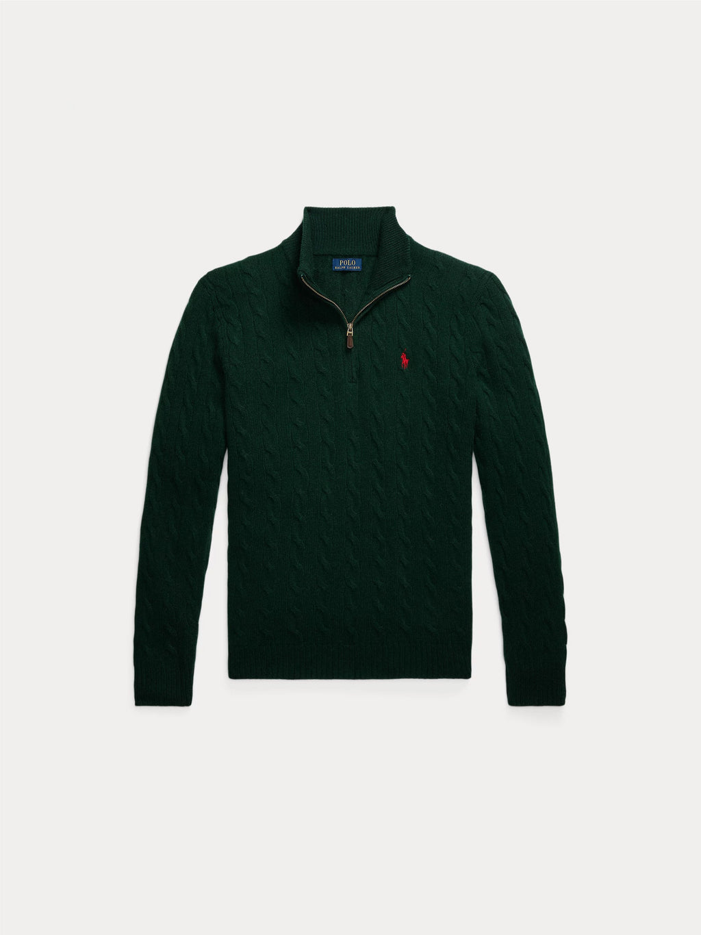 2026 New Arrival Maglia Mezza Zip a Trecce Verde