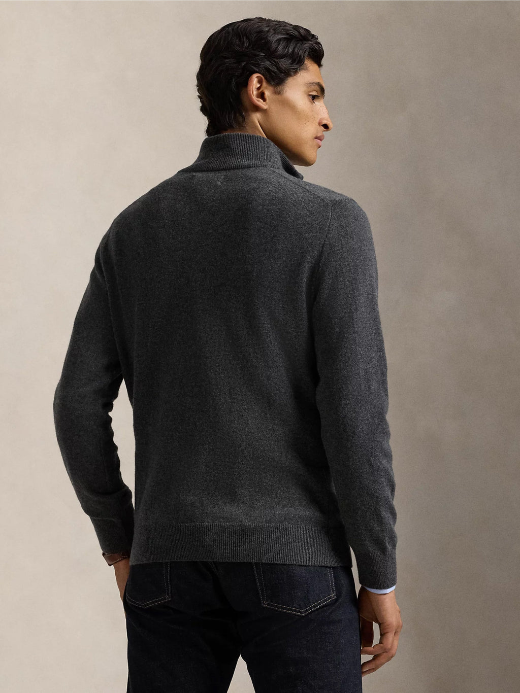 2026 New Arrival Maglia con Mezza Zip in Lana Antracite