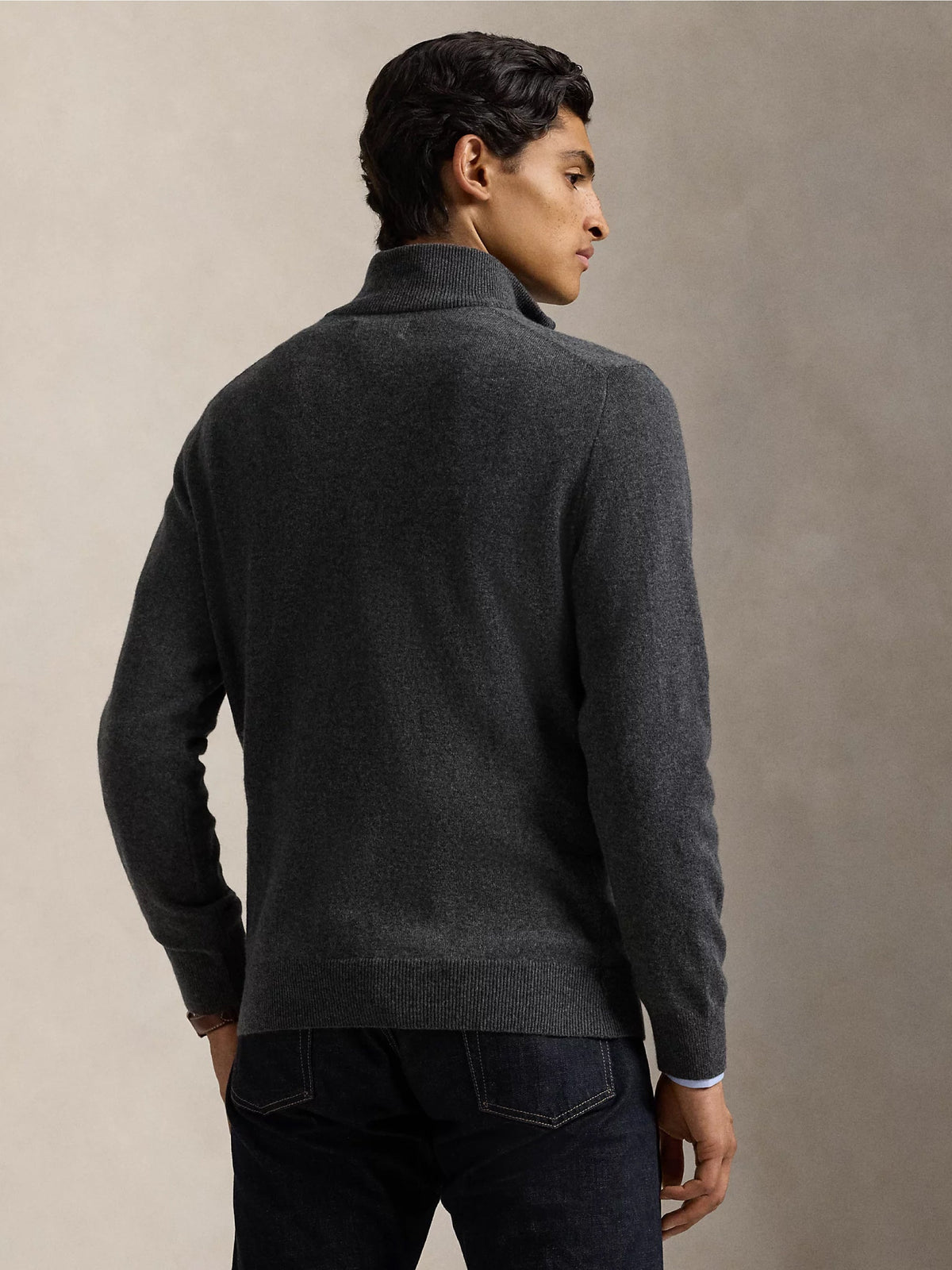 2026 New Arrival Maglia con Mezza Zip in Lana Antracite