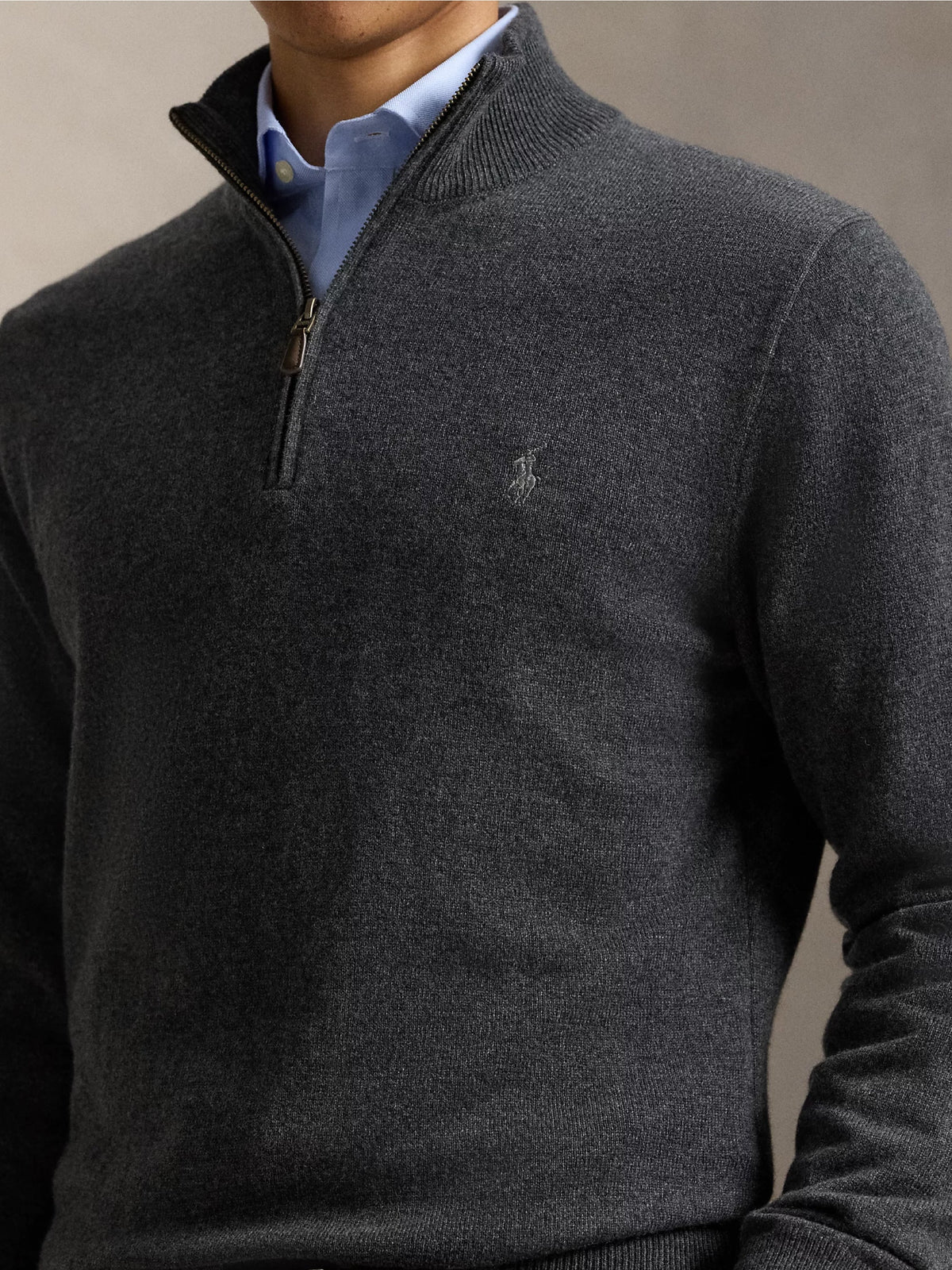 2026 New Arrival Maglia con Mezza Zip in Lana Antracite